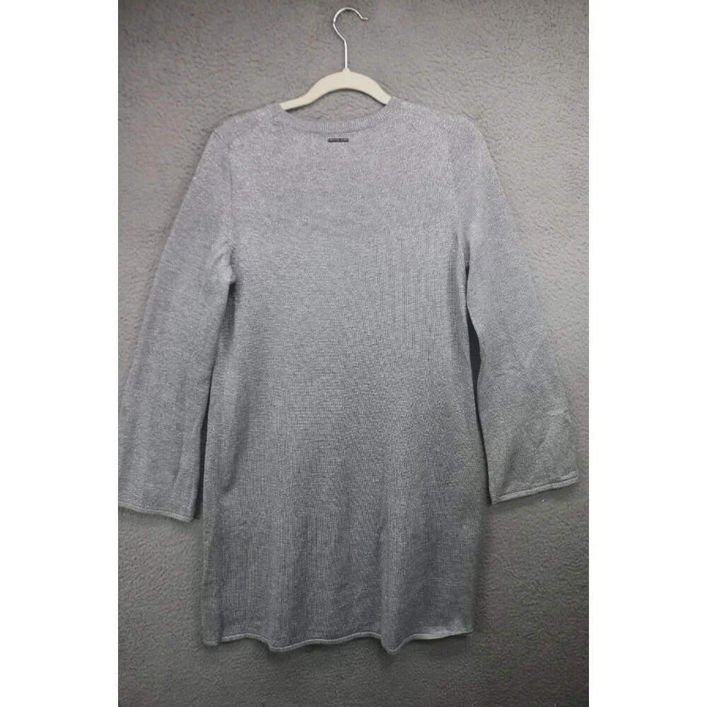 Michael Kors Long Bell‎ Sleeve Silver Sparkling Sweater Dress-L-Event-Evening